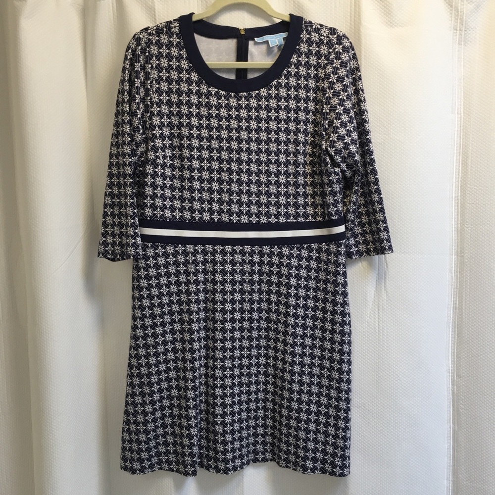 Draper James XL Navy and White Print Dress 3/4